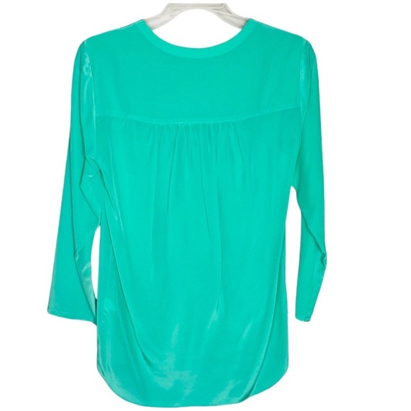 Amanda Uprichard Teal/Green Silk Long-sleeve Top - Picture 5 of 5